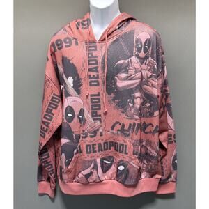Marvel Deadpool Graphic Pullover Soft Fleece Hoodie Sweatshirt XL Lightweight